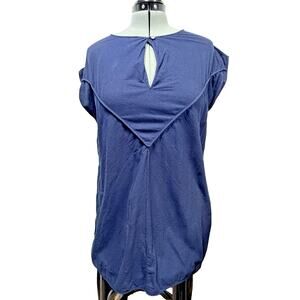 Alabama Chanin Organic Cotton Keyhole Tunic Navy Blue XXL Made in USA AC-197